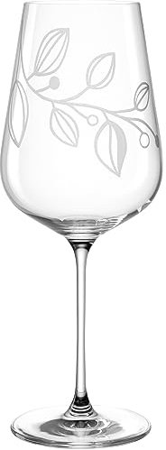 LEONARDO Boccio Verre à vin rouge – Verre à vin rouge en cristal – Avec gravure florale – Contenance 740 ml – Passe au lave-vaisselle – 1 verre à vin rouge avec grand calice