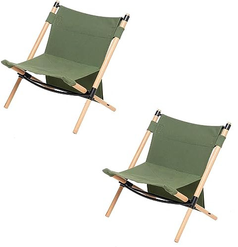 ZUMAHA Outdoor-Stuhl Klappstuhl mit Massivholzrahmen, Strandstuhl mit hoher Rückenlehne, 2er-Pack Campingstuhl für draußen/Angeln/Wandern/Picknick/Rasen Dauerhaft