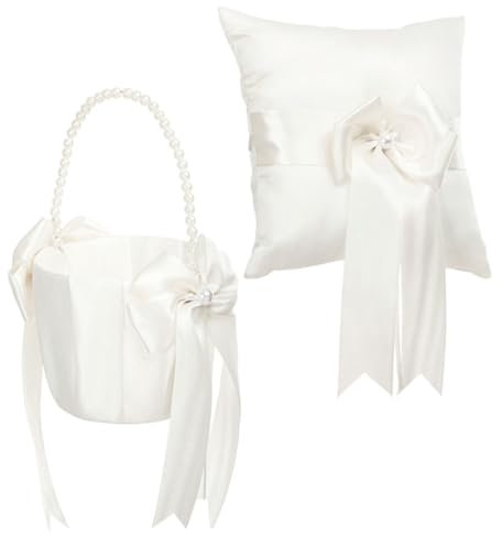 MUCKLILY 1ensemble Coussin Alliance Et Panier De Fleurs De Mariage Élégant Avec Décorations Pour Cérémonies Et Réceptions
