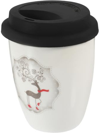 COLLBATH Keramiktasse Ohne Henkel 380 Ml Mit Silikondeckel Trinkbecher Für Kaffee Tee Schickes Design