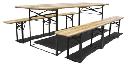 Papillon Biertisch aus Eschenholz mit zwei Bänken, 45 kg, 220 x 80 x 77 cm, zusammenklappbar, 94455