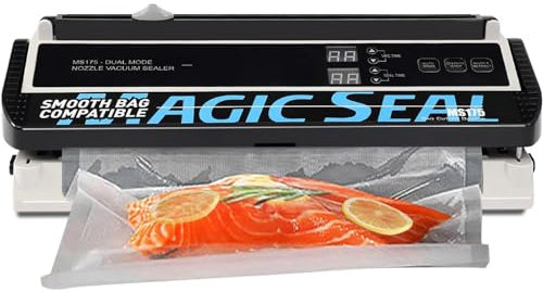 Vacuum Sealer Machine, 11.8'' Food Vacuum Sealer Machine with Adjustable Vacuum and Seal Time, For Food Preservation, Dry & Moist & Food & Extended Modes, LED lights, Double Seal