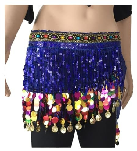 YNZUNMY Bauchtanz Hüfttuch,Bauchtanz,Bauchtanz Gürtel Bauchtanz Zubehör Frauen Tanzgürtel Gold Tanz Hüfte Schal Leistung Kostüme(Royal Blue)