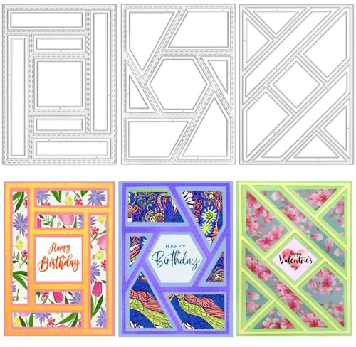 3 PCS Rectangular Die Cuts for Card Making, AFUNTA Frame Scrapbook Metal Cutting Dies Embossing Tools for Card Making Supplies, Paper Album Decor