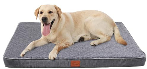 CALIYO Hundebett Grosse Hunde, Hundekissen 112×81×7.6cm, Hundematte Waschbar, Memory Foam Hundematte, Dog Bed für Grosse Hunde(Dunkelgrau)