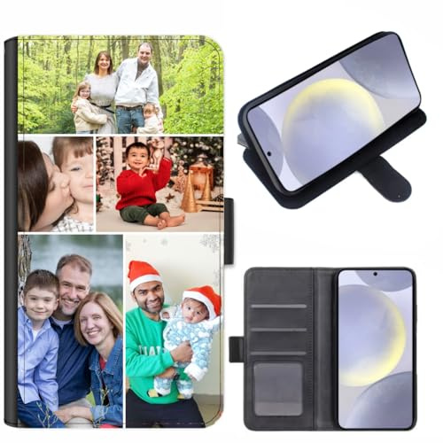 EKAM Personalised Phone Case For Samsung Galaxy A57, A37, A17, A16, A26, A36, A56, A34, A12, A14, A54 4G/5G, Custom Photo/Image Collage Layout Design on PU Leather Wallet Magnetic Flip Cover