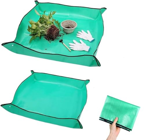Fenglin-joy Tapis de Jardinage, 2pcs Tapis de ardinage Imperméable Tapis de Plante Pliable pour Rempotage, Jardinage Plantes de intérieur (100x100cm 66x66cm,Vert)