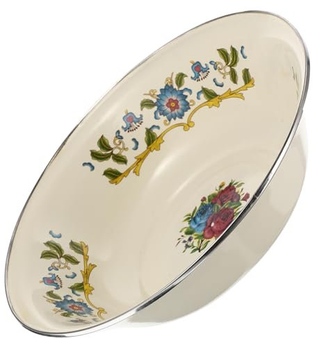 HOLIDYOYO Ciotola Smaltata Vintage Decorazione Floreale Per Cucina Multifunzionale Per Zuppe Insalate e Lavaggio Frutta in Smalto Sicuro e Resistente
