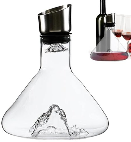 Decanter per Vino in Cristallo Con Aeratore e Filtro - Caraffa da 1500 Ml in Acciaio Inox, Design Cristallino