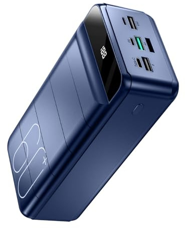 PDBEST Power Bank 60000mAh 22,5W Powerbank PD USB C Schnellladefunktion Externe Akku mit 4 Ausgänge und 3 Eingänge, kompatibel mit iPhone, Tablets, iPad usw-blau