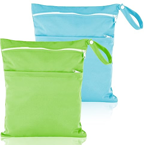 Kaisibum 2 Stück wasserdichte Stoffwindeln Nasstaschen Große Wickeltasche Wetbag Nasstaschen Wiederverwendbare,Wet Dry Cloth Windeltasche mit Reißverschluss für Baby Reisen Unterwegs