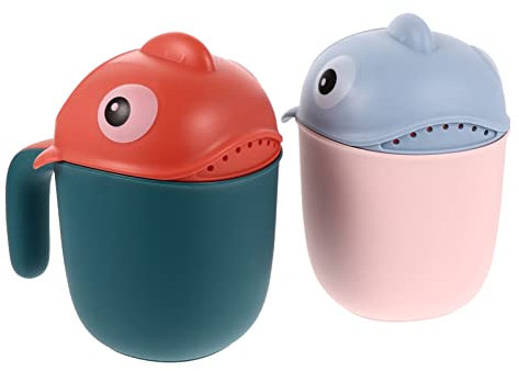 FONDOTIN 2er Set Shampoo Rinse Cups Badewanne Shampoo Spülbecher Freie Babybadewanne Spülkanne/Pink Und/Ideal Für Sanftes Ausspülen Von Shampoo Beim