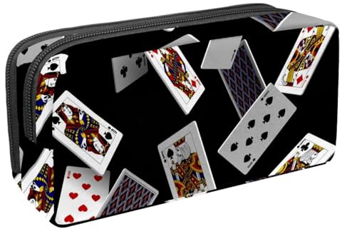 VAPOKF Federmäppchen, Federmäppchen, Schüler-Schreibwaren-Tasche für Teenager, Jungen, Mädchen, Schule, Bürobedarf – Fallende Spielkarten, multi, 2.3x8.2x3.9in/6x21x10cm, Taschen-Organizer