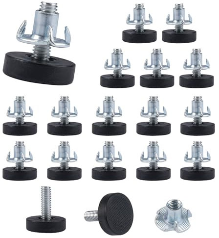 16 Pièces Pied De Nivellement pour Mobilier avec Contre-écrou Écrou à Griffes, M6 x 18mm Pied a Visser, Jambe Pied de Table Chaise Base, pour Meubles, Équipements de Fitness, Mécanique Équipement