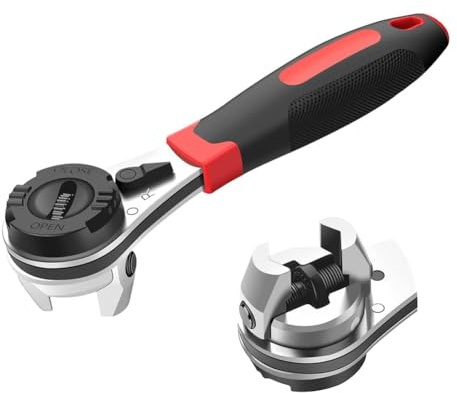 Kquepo Verstellbarer Steckschlüssel mit Ratsche, für 6-22 mm Schrauben, mit Rutschfestem, Kleine und Große Schraubenschlüssel, Handwerkzeug