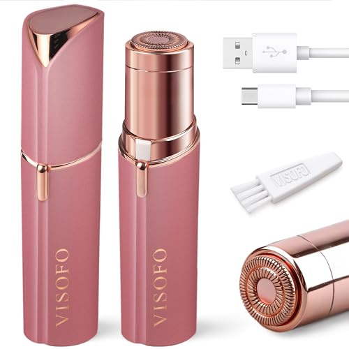 Gesichtshaarentfernung für Frauen | Oberlippenbart-Entfernungsgerät Gesicht Rasierer Kinn Flaum Elektrischer Trimmer Dermaplaning Damenrasierer Pinzette Epilierer für Frauen Mädchen von VISOFO (Pink)
