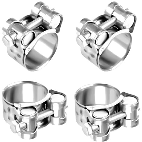 4 Pezzi Collare Stringitubo a Bullone in Acciaio Inox, Fascetta di Scarico Regolabile, Morsetto Stringitubo, Campo di Serraggio 26-28mm, Larghezza Banda 17.5mm, per Giardino, Condotte Fognarie Tubi