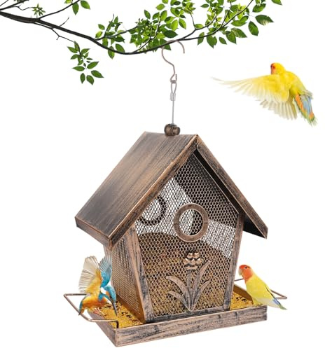 Vogelfutterstation, Metall-Vogelfutterspender zum Aufhängen im Freien, kleine Wildvogelfutterstation für draußen, Garten, Hof, Hinterhof, 1,1 kg Kapazität