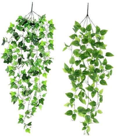 UKCOCO 2 pièces Faux Lierre Artificiel Suspendu pour Décoration de Mariage et Jardin Vert Plantes Décoratives Simulées Vigne