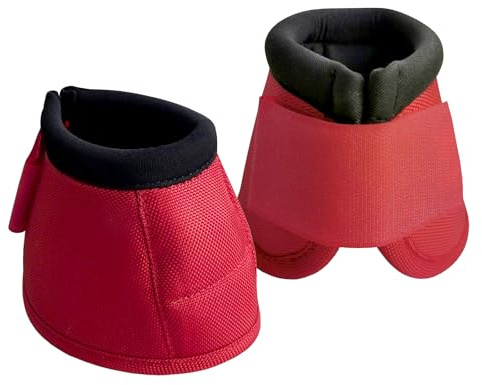 Gallopoff Hufglocken Pferd 2er Set – Stoßdämpfend & Scheuerfrei, Ballenschutz für Pferde aus Neopren, Weiche Schutzglocken mit Klettverschluss für Training & Weide Rot M