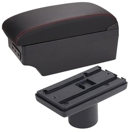 Reposabrazos Central Para Seat Para Ibiza 6j Para Ibiza 6L Reposabrazos Caja Central Almacenamiento Contenido Portavasos USB Consola(A1 Black Red 7usb)