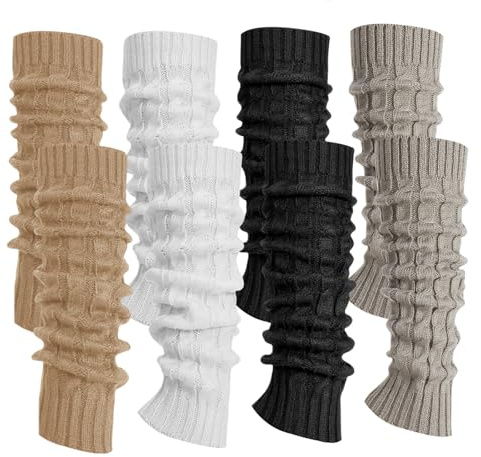 Rbleote 4 Paar Stulpen Damen,Winterlicher Lockerer Strick Stulpen,Warm Und Kuschelig Beinstulpen,Stilvoll Und Vielseitig,Perfekt Für Winter,Frühling Und Herbst