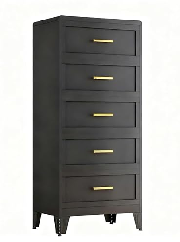 risuoge 5 Drawers Dresser for Bedroom, 53.46 Tall Metal Dressers & Chest of Drawer Curved Corner Design, Storage Organizer Drawer Chest with Large Capacity for Living Room, Entryway, Hallway, Black