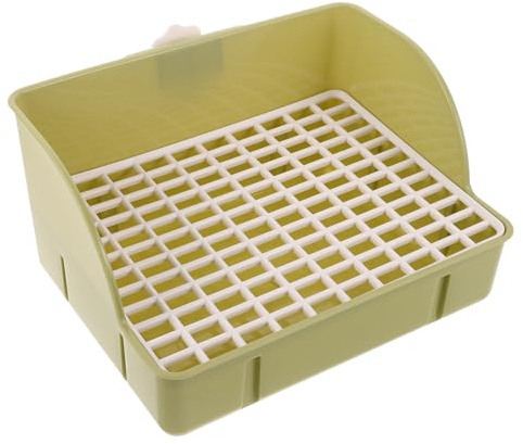 Toyvian Rabbit Litter Box with Grate for Small Animals – Green Bunny Potty Training Tray – Guinea Pig and Chinchilla Toilet Pan for Pet Hygiene