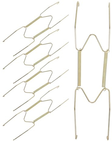 TEHAUX Lot de 5 Supports Muraux en Acier Inoxydable à Ressort de W 20 Cm, Crochets Invisibles pour Accroche Mural, Support à Plateau Robuste pour Assiettes Lourdes, pour