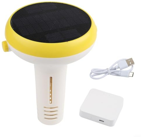 Smart Solar Wasserqualitätstester für Pool, pH & ORP & Salzgehalt Messgerät mit IP67, Echtzeit Überwachung via App, Kompatibel mit für GATEWAY