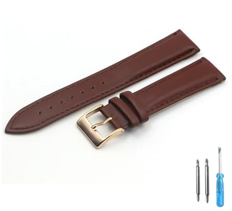 yangfangmei Läderarmband Byt armbandsurremmar 18mm 20mm 22mm Klocktillbehör Män Dam Mjukt klockband(Brown-RG,22mm)