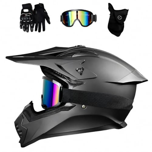 Motocross Downhill Fullface Helm, Erwachsene, Brille, 3 Größen Futter | Belüftetes Design mit abnehmbarem Innenfutter