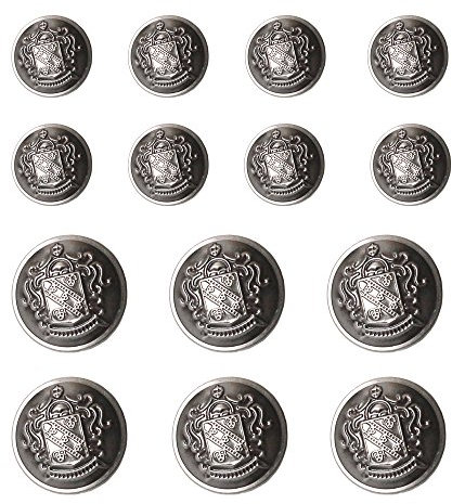 YaHoGa 14 Stück Altsilber Kunststoff Knöpfe 20mm 15mm Metallknöpfe für anzüge jacken mäntel uniform (MB20320)