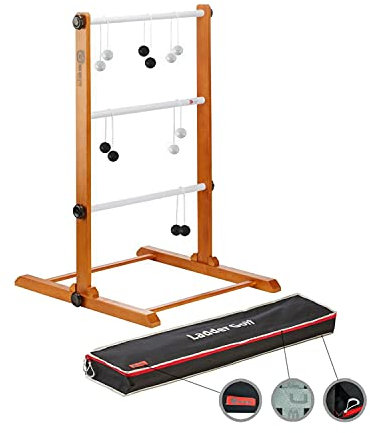 Ubergames Profi Original 2024 Leitergolf Spiel - Top Qualität Leiterspiel Wurfspiel - mit offizielle Golf Bolas (Schwarz und Weiß) - inkl. Luxus Tragetasche - Golf