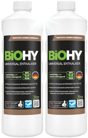 BiOHY Universal Entkalker (2 x 1 Liter), Konzentrat, Kaffeemaschinen | Entkalker Konzentrat für Kaffeemaschinen, Wasserkocher und Haushaltsgeräte, starker Kalklöser