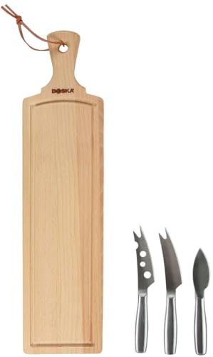 BOSKA Set formaggio Amigo/Cheeseboard/incl. coltelli da formaggio/per tutti i tipi di formaggio/marrone/argento/44,5 cm