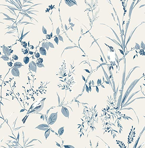 Mariko Blue Botanical Wallpaper