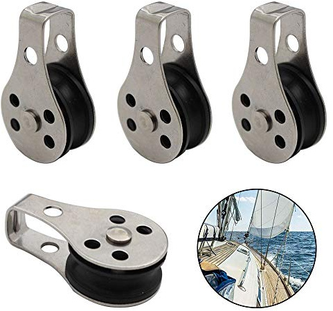 4 Stück Riemenscheibe für Seile, Hochleistungs Edelstahl Riemenscheibe, Drahtseil-Riemenscheibe, Abnehmbarer Stift-Riemenscheibenblock,Marine-Riemenscheibenblock aus Edelstahl (25 mm)