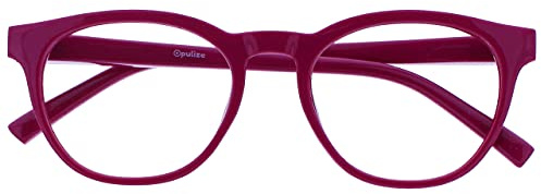 OPULIZE BLU Blaulichtfilter Lesebrille für Damen Herren, Blendfreie UV400-Schutz Federscharnier Anti-Müdigkeit, Runder Rahmen, Computerbrillen Gaming, Rosa +2,50