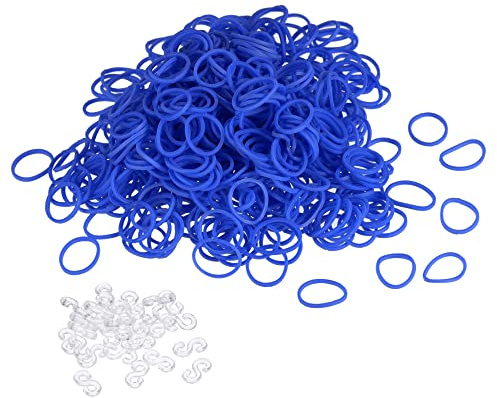 sourcing map Rubber Band Blue Stretchable Rubber Elastic Band 0.5inch Dia with S-Clips for Home Office, Pack of 600