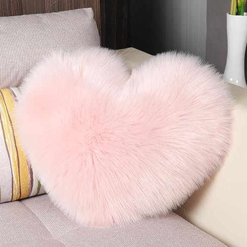 CINY Dekokissen Kissen Plüschkissen Herzform Flauschig Superweiches Zierkissen Waschbar Warm & Gemütlich Dekoration Geschenk für Mädchen Valentinstag für Wohnzimmer Sofa Schlafzimmer 40 x 50 cm Rosa