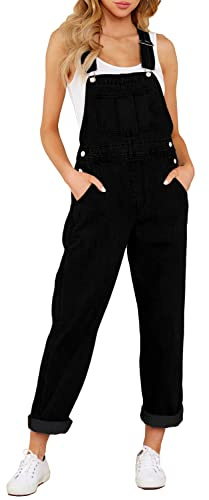 Roskiky Lässige Stretch Denim Latzhose für Damen, Jeans Overalls mit Taschen