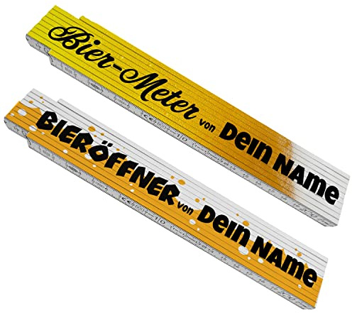 Bieröffner Biermeterstab Zollstock - personalisiert mit deinem Namen - Maßstab für Bierliebhaber und echte Dorfkinder die mit einem Metermaß mehr Bierflaschen öffnen als Meter messen individuell