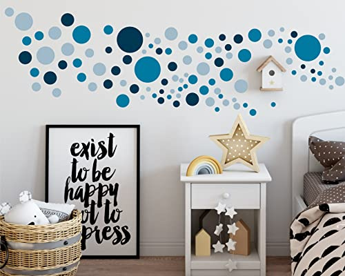 Wandpunkte Kreise Baby Punkt Punkte Grau Blau für Kinderzimmer