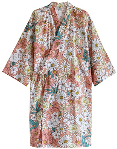 OWLONLINE Albornoz Mujer Kimono Japonés Albornoz Algodón Talla M R1