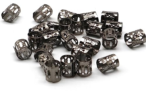 SEVENHEAD 50 Pcs Dreadlock Beads Hair Accessories Hair Rings Adjustable Cuffs Braiding Hair Decoration Clips Metal Hair Decoration for Braids(Black)