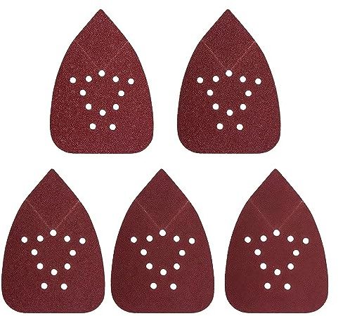 50 Stück Schleifpapier Dreieckschleifer, Mouse Schleifblätter Klett mit 12 Löchern, 135 x 95mm Deltaschleifer Schleifpapier Klett, Körnung 60/80/120/180/220 für Holzarbeiten Metall Polieren Schleifen
