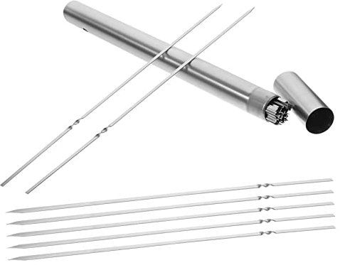 Supvox 1 Satz Grillstab aus Edelstahl vertikaler Spieß Spieße für Fleisch Garnelenspieß Fleischspieße sticks Spieße Stöcke eben Rostfreier Stahl BBQ-Fleischspieße Grillstock Grillspieße