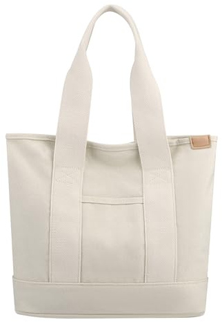 Bolso de Lona Con Bolsillos y Cremallera - Bolso de Hombro y Mano Para Mujer