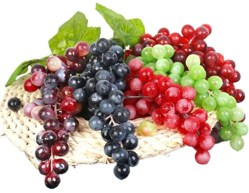 Tokaneit 5 Stück Künstliche Trauben, Simulierte Fruchttauben, Gefrostet Trauben Gummi Trauben Deko Kunststoff Weintrauben, Verwendet für ObstpräSentation, Weindekoration Usw